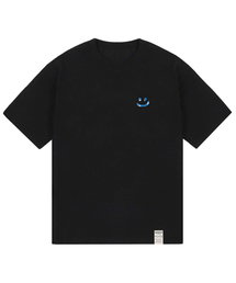 [ユニセックス]SKY クラウドドローイングスマイル 半袖Tシャツ_ブラック