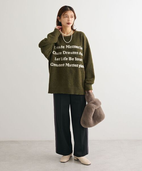 Green　Parks（グリーンパークス）の「ブークレロゴニットチュニック（チュニック・レディース・レッド/ベージュ/チャコールグレー/カーキ・FREE）」の6枚目の写真