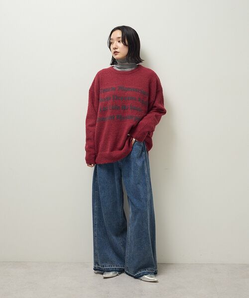 Green　Parks（グリーンパークス）の「ブークレロゴニットチュニック（チュニック・レディース・レッド/ベージュ/チャコールグレー/カーキ・FREE）」の16枚目の写真