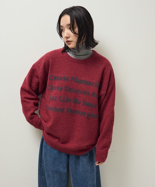 Green　Parks（グリーンパークス）の「ブークレロゴニットチュニック（チュニック・レディース・レッド/ベージュ/チャコールグレー/カーキ・FREE）」の19枚目の写真