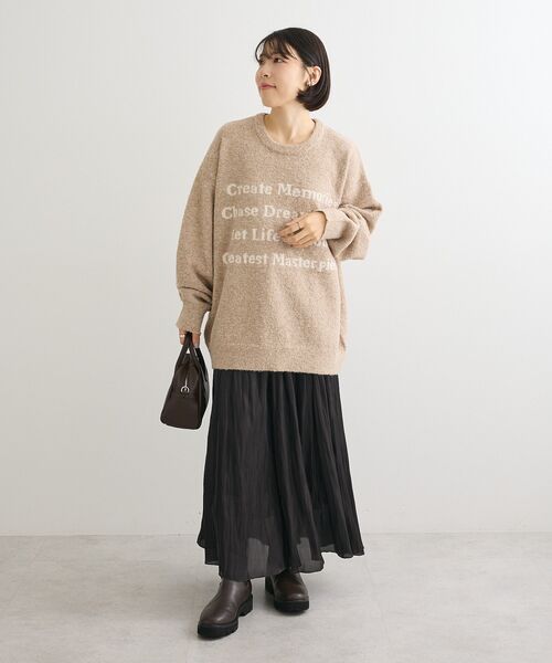 Green　Parks（グリーンパークス）の「ブークレロゴニットチュニック（チュニック・レディース・レッド/ベージュ/チャコールグレー/カーキ・FREE）」の21枚目の写真