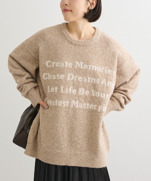 Green　Parks（グリーンパークス）の「ブークレロゴニットチュニック（チュニック・レディース・レッド/ベージュ/チャコールグレー/カーキ・FREE）」の3枚目の写真