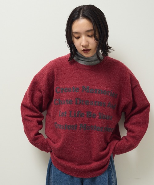 Green　Parks（グリーンパークス）の「ブークレロゴニットチュニック（チュニック・レディース・レッド/ベージュ/チャコールグレー/カーキ・FREE）」の4枚目の写真