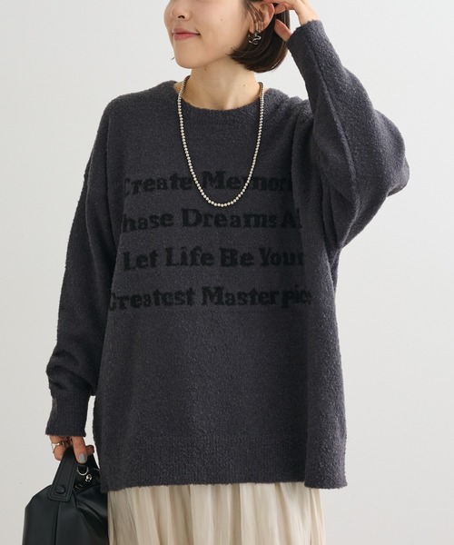 Green　Parks（グリーンパークス）の「ブークレロゴニットチュニック（チュニック・レディース・レッド/ベージュ/チャコールグレー/カーキ・FREE）」の2枚目の写真