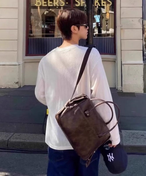 CERCA(チェルカ)の「【NOWLE】ワッフル テクスチャー ヘンリーネック 長袖Tシャツ(Tシャツ/カットソー・メンズ・ブラック・LARGE/MEDIUM)」の14枚目の写真