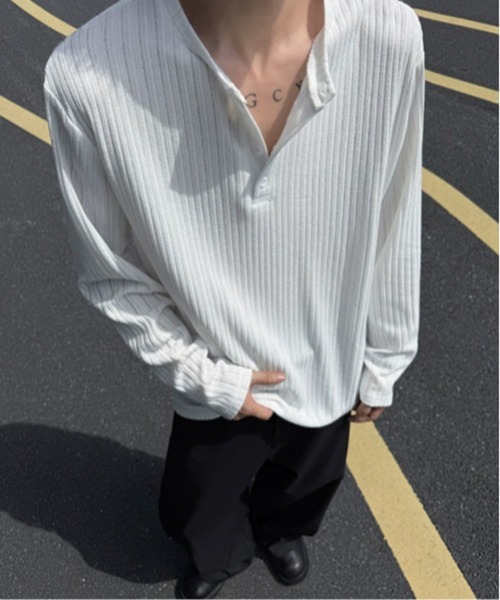 CERCA(チェルカ)の「【NOWLE】ワッフル テクスチャー ヘンリーネック 長袖Tシャツ(Tシャツ/カットソー・メンズ・ブラック・LARGE/MEDIUM)」の18枚目の写真