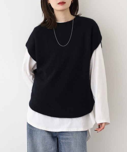Anna Nicola(アンナニコラ)の「Anna Nicola FOXブレンドニットベスト(ベスト・レディース・モカ/ピンク/グレー/ブラック・38)」の9枚目の写真