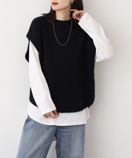 Anna Nicola(アンナニコラ)の「Anna Nicola FOXブレンドニットベスト(ベスト・レディース・モカ/ピンク/グレー/ブラック・38)」の10枚目の写真