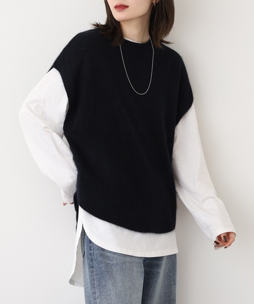Anna Nicola(アンナニコラ)の「Anna Nicola FOXブレンドニットベスト(ベスト・レディース・モカ/ピンク/グレー/ブラック・38)」の11枚目の写真