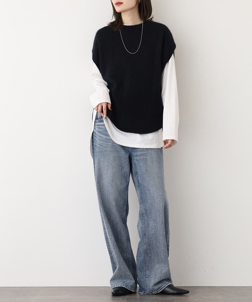 Anna Nicola(アンナニコラ)の「Anna Nicola FOXブレンドニットベスト(ベスト・レディース・モカ/ピンク/グレー/ブラック・38)」の12枚目の写真