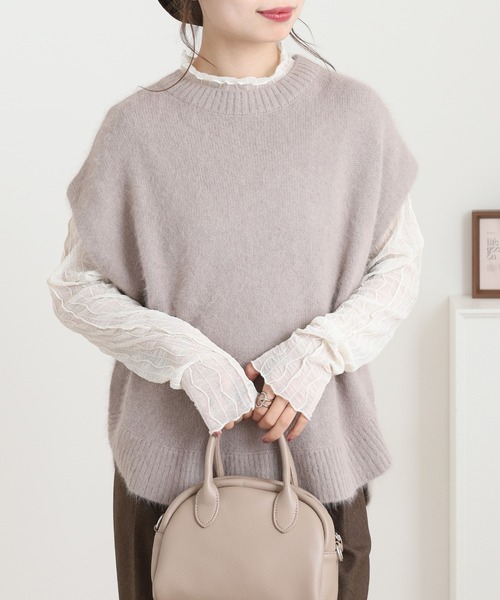 Anna Nicola(アンナニコラ)の「Anna Nicola FOXブレンドニットベスト(ベスト・レディース・モカ/ピンク/グレー/ブラック・38)」の18枚目の写真
