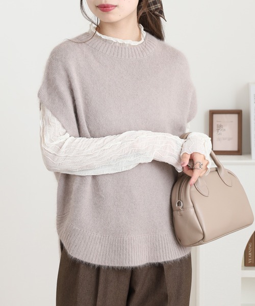 Anna Nicola(アンナニコラ)の「Anna Nicola FOXブレンドニットベスト(ベスト・レディース・モカ/ピンク/グレー/ブラック・38)」の19枚目の写真