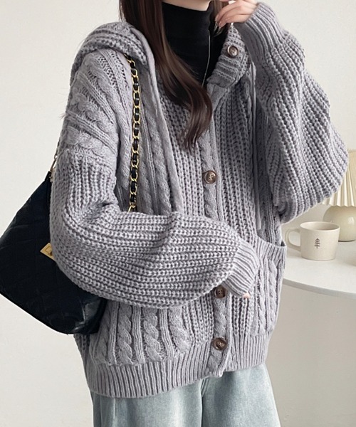 フーディざっくりニットパーカー（カーディガン/ボレロ）｜ABITOKYO