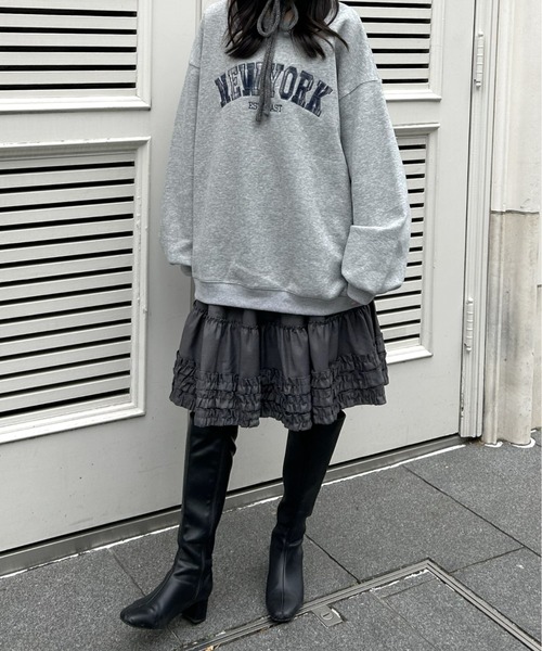 LAC-VERT（ラック・ヴェール）の「チェックカレッジロゴプルオーバー（スウェット・レディース・オートミール/ベージュ/チャコールグレー/グレー・FREE）」の10枚目の写真