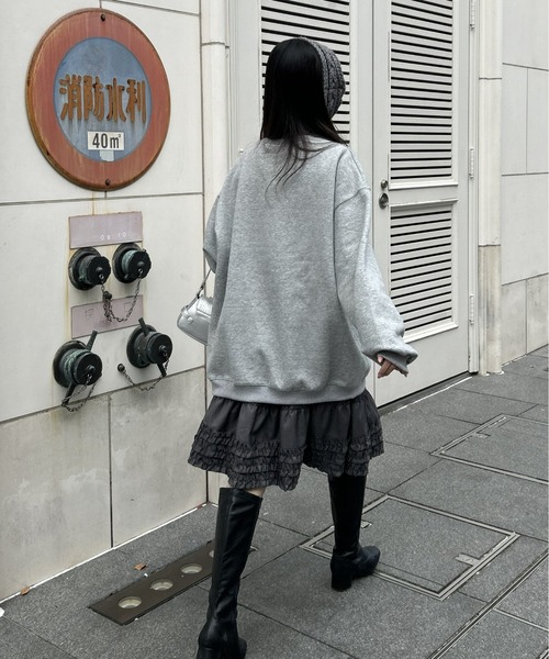 LAC-VERT（ラック・ヴェール）の「チェックカレッジロゴプルオーバー（スウェット・レディース・オートミール/ベージュ/チャコールグレー/グレー・FREE）」の11枚目の写真