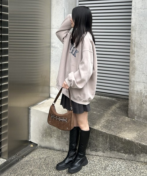 LAC-VERT（ラック・ヴェール）の「チェックカレッジロゴプルオーバー（スウェット・レディース・オートミール/ベージュ/チャコールグレー/グレー・FREE）」の13枚目の写真