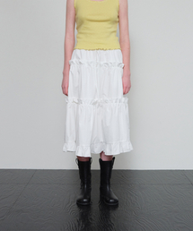 HANE（ハネ）の「Frill Tiered Skirt_White（スカート）」