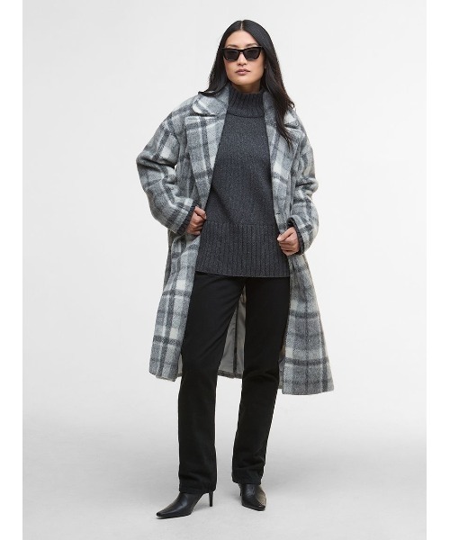 ウールピーコート グレーとブラック チェック柄 Barbour（バブアー）の「Beattie チェック ウール コート（レディース