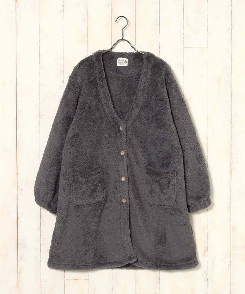 Bleu Bleuet（ブルーブルーエ）の「シープタッチV開きガウン26（ガウン/バスローブ・レディース・チャコール/モカ/ブルーグレー・FREE）」の3枚目の写真