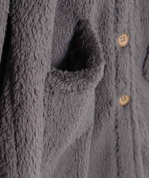 Bleu Bleuet（ブルーブルーエ）の「シープタッチV開きガウン26（ガウン/バスローブ・レディース・チャコール/モカ/ブルーグレー・FREE）」の6枚目の写真