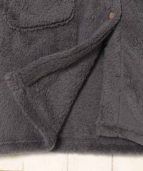 Bleu Bleuet（ブルーブルーエ）の「シープタッチV開きガウン26（ガウン/バスローブ・レディース・チャコール/モカ/ブルーグレー・FREE）」の7枚目の写真