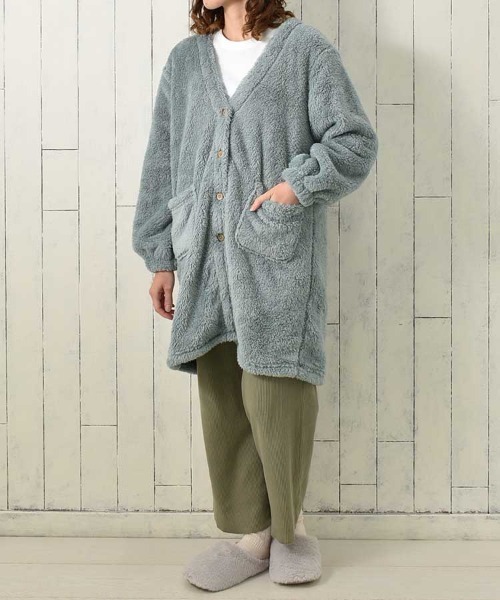 Bleu Bleuet（ブルーブルーエ）の「シープタッチV開きガウン26（ガウン/バスローブ・レディース・チャコール/モカ/ブルーグレー・FREE）」の11枚目の写真