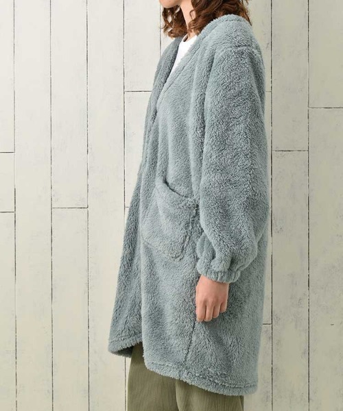 Bleu Bleuet（ブルーブルーエ）の「シープタッチV開きガウン26（ガウン/バスローブ・レディース・チャコール/モカ/ブルーグレー・FREE）」の12枚目の写真