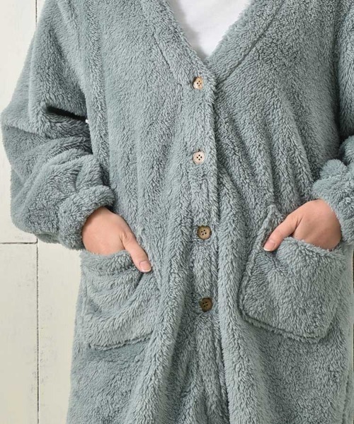 Bleu Bleuet（ブルーブルーエ）の「シープタッチV開きガウン26（ガウン/バスローブ・レディース・チャコール/モカ/ブルーグレー・FREE）」の15枚目の写真