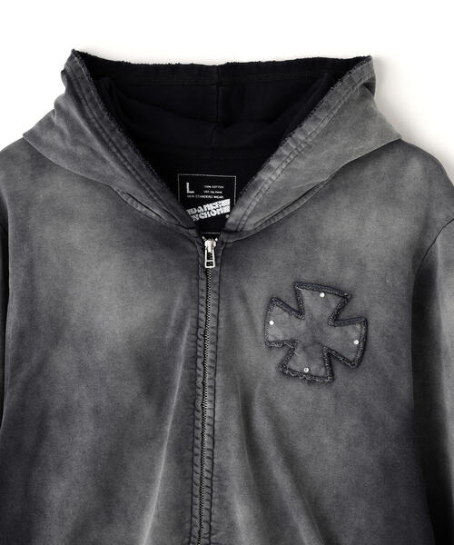 DANKE SCHON(ダンケシェーン)の「DankeSchon/ダンケシェーン/SPRAY PIGMENT SWEAT ZIP HOODIE(パーカー・メンズ・ブラック・M/L)」の3枚目の写真