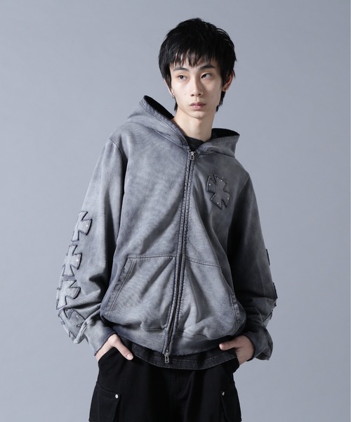 DANKE SCHON（ダンケシェーン）の「DankeSchon/ダンケシェーン/SPRAY PIGMENT SWEAT ZIP HOODIE（パーカー・メンズ・ブラック・M/L）」の4枚目の写真