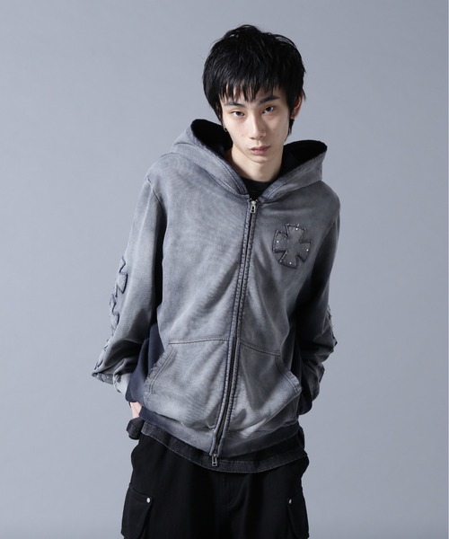 DANKE SCHON（ダンケシェーン）の「DankeSchon/ダンケシェーン/SPRAY PIGMENT SWEAT ZIP HOODIE（パーカー・メンズ・ブラック・M/L）」の5枚目の写真