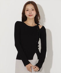 AND COUTURE（アンドクチュール）の「アシメリボンスリットプルオーバー（ニット/セーター）」
