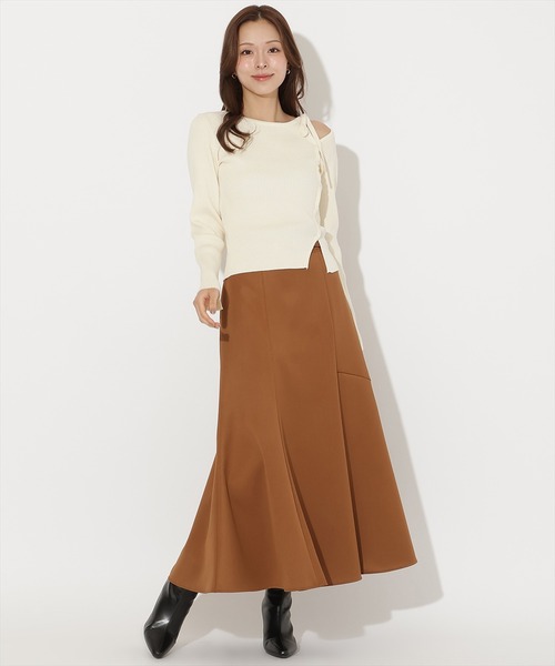 AND COUTURE(アンドクチュール)の「アシメリボンスリットプルオーバー(ニット/セーター・レディース・ホワイト/ピンク/ブラック/モカ/サックスブルー・FREE)」の22枚目の写真