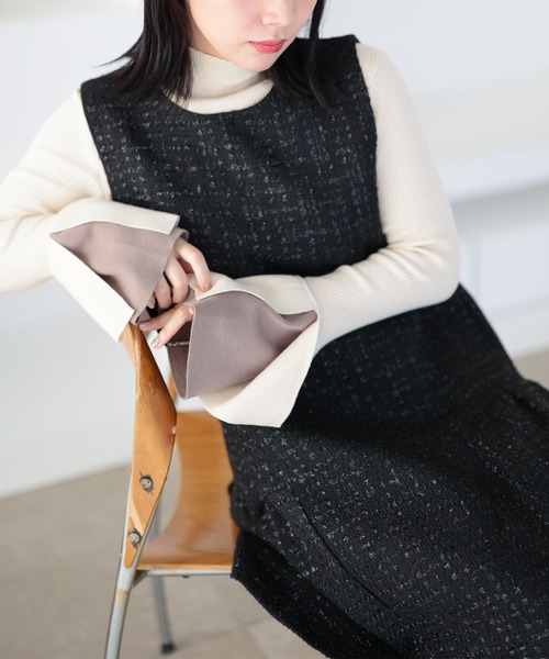 Ruwan yu(ルワンユー)の「ツイードティアードフレアミニワンピース【大きいサイズ対応】(ワンピース・レディース・ブラック・L/LL/3L)」の5枚目の写真
