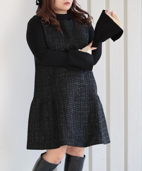 Ruwan yu(ルワンユー)の「ツイードティアードフレアミニワンピース【大きいサイズ対応】(ワンピース・レディース・ブラック・L/LL/3L)」の19枚目の写真