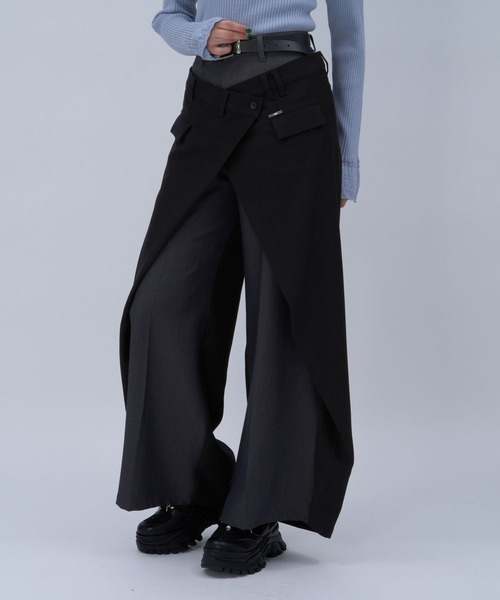 HARE（ハレ）の「ハイショクラップデザインパンツ(HARE)（スラックス・レディース・ブラック/カーキ・FREE）」の8枚目の写真