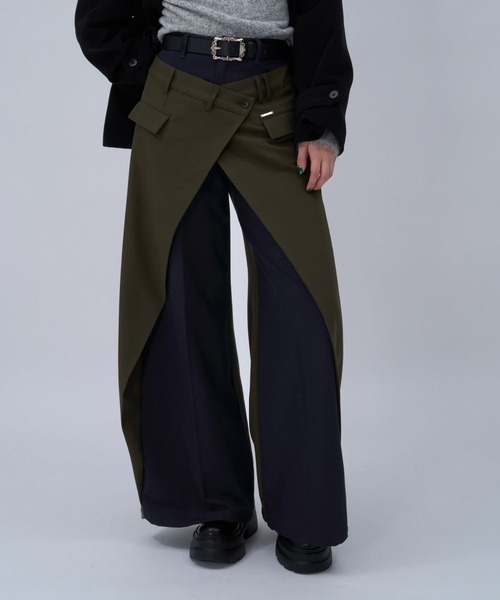 HARE（ハレ）の「ハイショクラップデザインパンツ(HARE)（スラックス・レディース・ブラック/カーキ・FREE）」の11枚目の写真