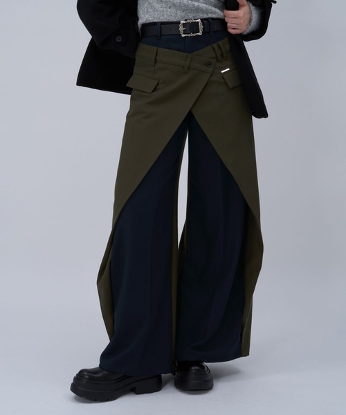 HARE（ハレ）の「ハイショクラップデザインパンツ(HARE)（スラックス・レディース・ブラック/カーキ・FREE）」の12枚目の写真