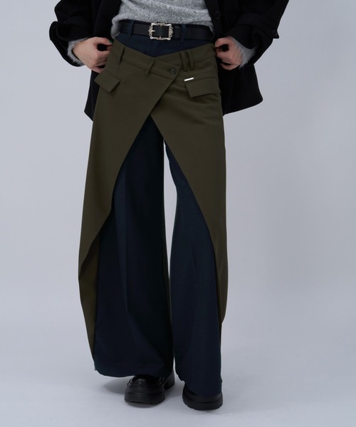 HARE（ハレ）の「ハイショクラップデザインパンツ(HARE)（スラックス・レディース・ブラック/カーキ・FREE）」の13枚目の写真