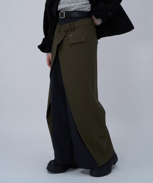 HARE（ハレ）の「ハイショクラップデザインパンツ(HARE)（スラックス・レディース・ブラック/カーキ・FREE）」の15枚目の写真