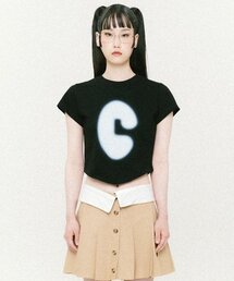 CCORIE（コーリーエ）の「Symbol Scarf Crop Short Sleeve T-Shirt Black（Tシャツ/カットソー）」