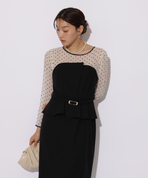 JUSGLITTY(ジャスグリッティー)の「ペプラムワンピース(ワンピース・レディース・ピンク系その他/ブラック系その他・2/1/0)」の6枚目の写真