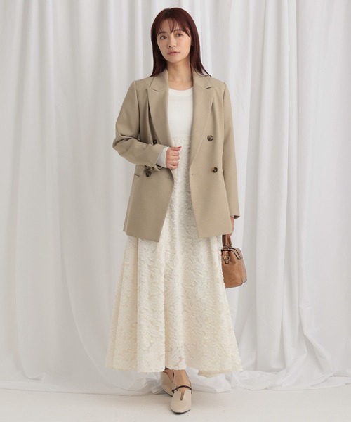 mysty woman（ミスティウーマン）の「カットジャガードドッキングワンピース 636605（ワンピース・レディース・ブラック/ピンクベージュ/アイボリー・FREE）」の4枚目の写真