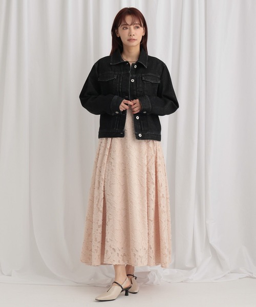 mysty woman（ミスティウーマン）の「カットジャガードドッキングワンピース 636605（ワンピース・レディース・ブラック/ピンクベージュ/アイボリー・FREE）」の6枚目の写真