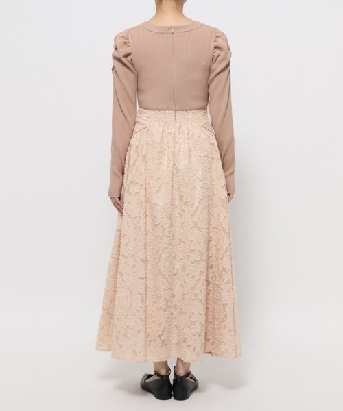 mysty woman（ミスティウーマン）の「カットジャガードドッキングワンピース 636605（ワンピース・レディース・ブラック/ピンクベージュ/アイボリー・FREE）」の15枚目の写真