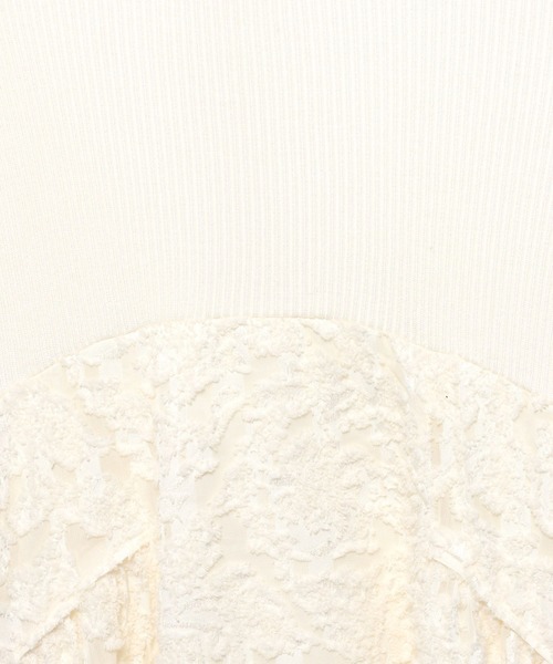 mysty woman（ミスティウーマン）の「カットジャガードドッキングワンピース 636605（ワンピース・レディース・ブラック/ピンクベージュ/アイボリー・FREE）」の13枚目の写真