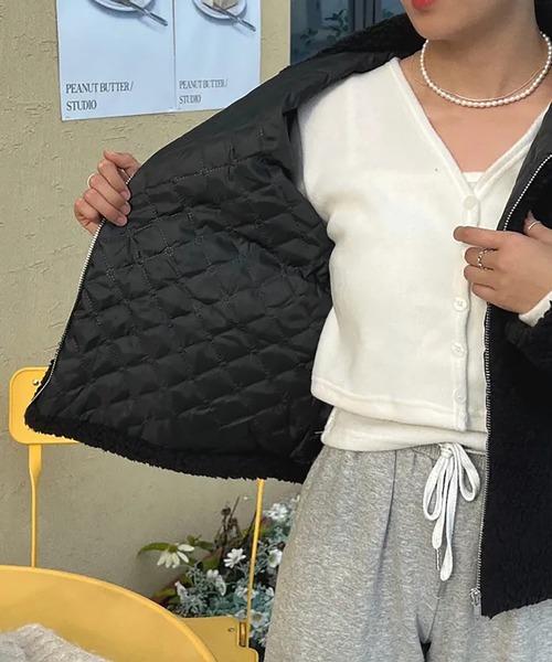 Girly Doll(ガーリードール)の「ジップアップ裏キルティングボアブルゾン(チェスターコート・レディース・グリーン/ベージュ/ブラック/ブルー・FREE)」の20枚目の写真