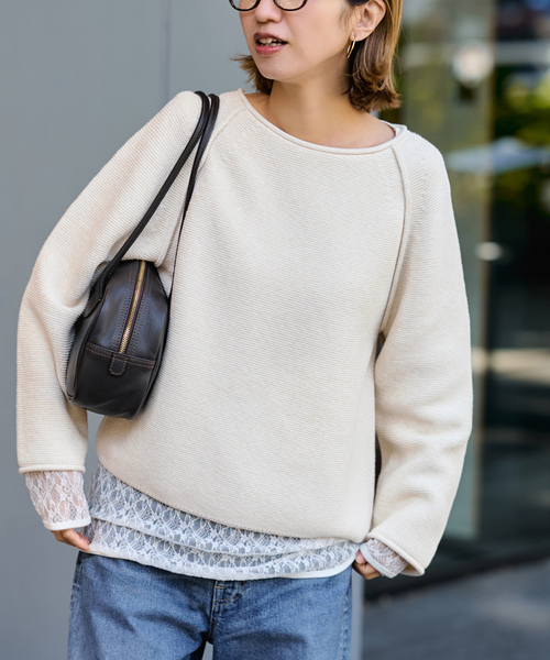 FRAMeWORK（フレームワーク）の「SPRING-ニット（ニット/セーター・レディース・グレー/アイボリー/ブルー・FREE）」の2枚目の写真