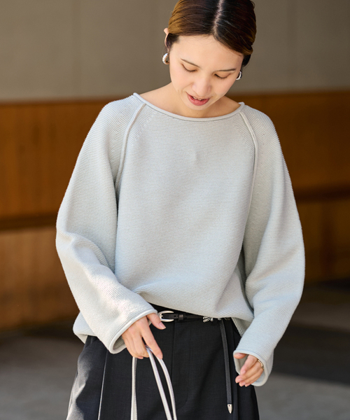 FRAMeWORK（フレームワーク）の「SPRING-ニット（ニット/セーター・レディース・グレー/アイボリー/ブルー・FREE）」の9枚目の写真