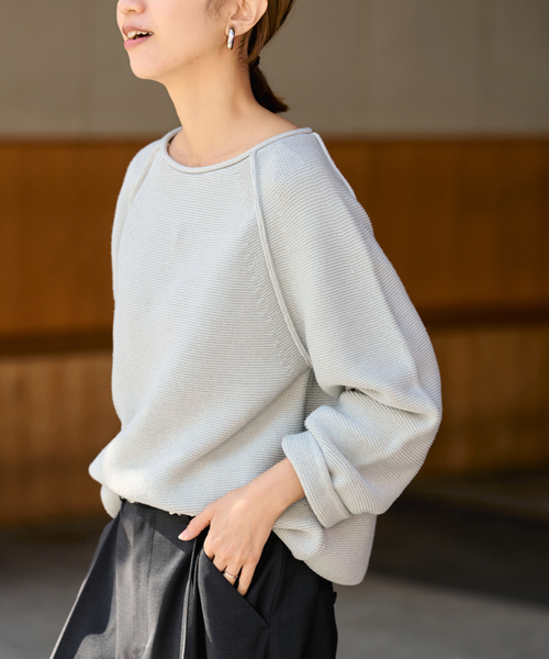 FRAMeWORK（フレームワーク）の「SPRING-ニット（ニット/セーター・レディース・グレー/アイボリー/ブルー・FREE）」の10枚目の写真
